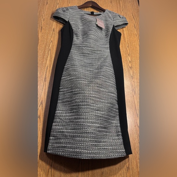 Anthropologie Moulinette Soeurs Grisaille Metallic Tweed Sheath Black Motif Midi - Picture 3 of 9